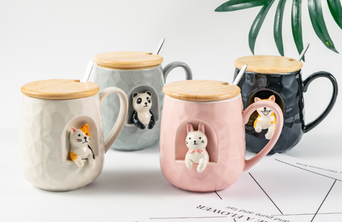 Cute Cat, Panda, Dog, Rabbit 3D Ceramic Mug
