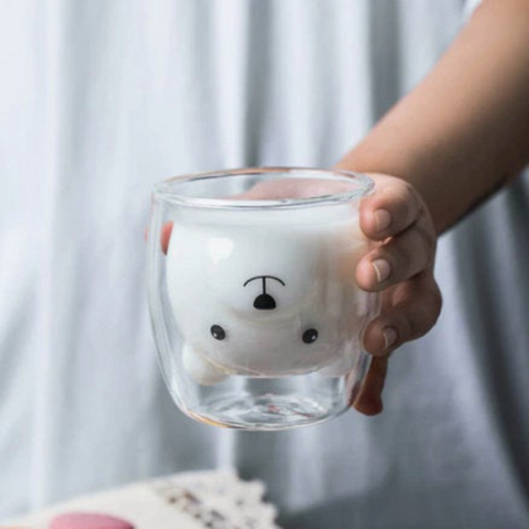 Smiling Bear Doubled-Walled Glass Cup